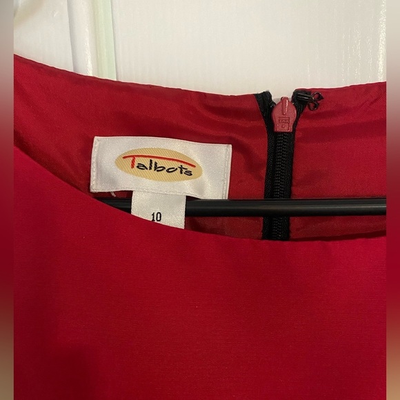 Talbots Black, Red, & Gold Color Block Midi Dress-size 10 - Picture 4 of 5